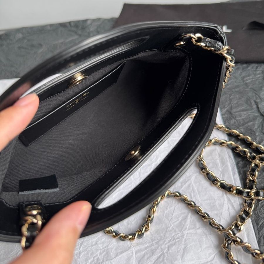 芯片款 香奈兒/Chanel 31Bag Nano黑色全皮鏈條包-9