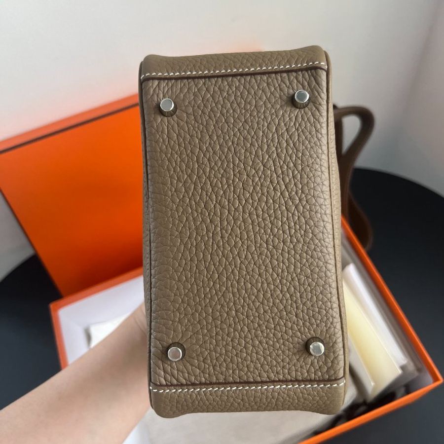 近新品 Hermes愛馬仕 Lindy Mini 大象灰銀扣-8