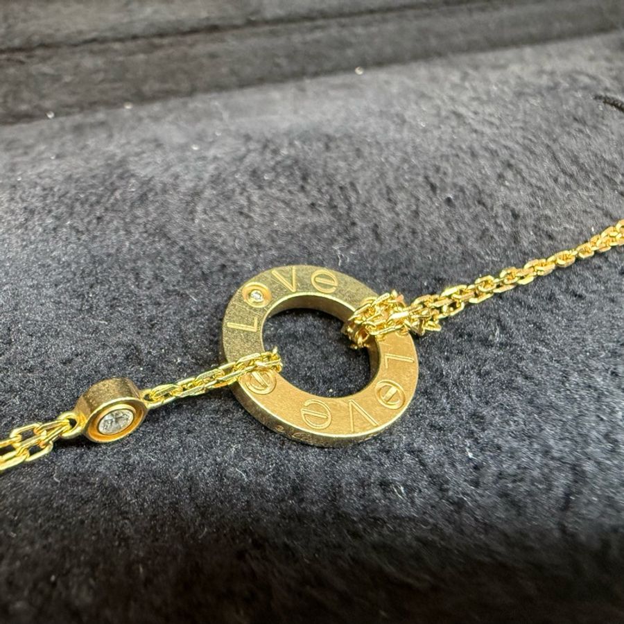 CARTIER750黃K金鑲0.03克拉LOVE手鏈B6038300-3