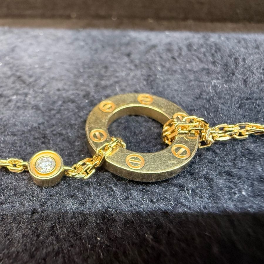 CARTIER750黃K金鑲0.03克拉LOVE手鏈B6038300-11