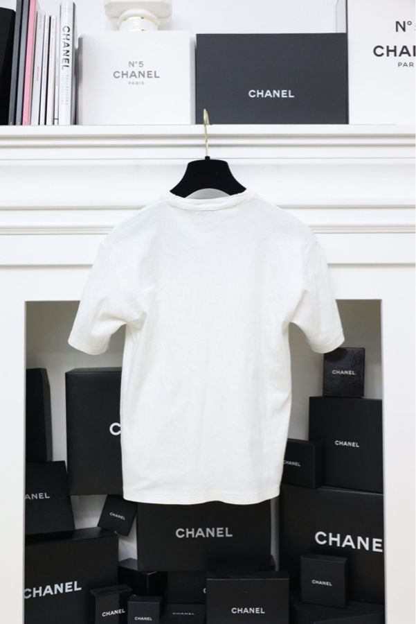 Chanel 90年春夏海报款蝴蝶结CC logo短袖T恤-2