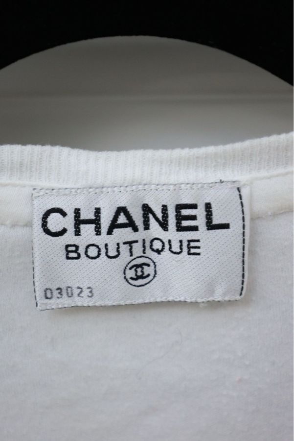 Chanel 90年春夏海报款蝴蝶结CC logo短袖T恤-8