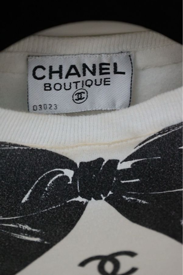 Chanel 90年春夏海报款蝴蝶结CC logo短袖T恤-21