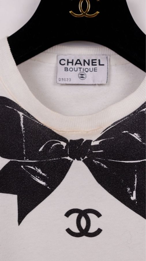 Chanel 90年春夏海报款蝴蝶结CC logo短袖T恤-29