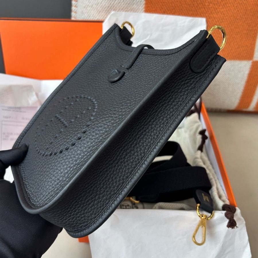 【全新品】愛馬仕Hermes 黑金mini Evelyne手提肩背包 K刻-2