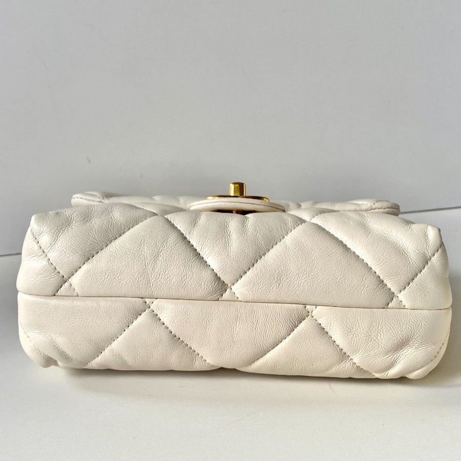 CHANEL 白色 金扣 小羊皮 口蓋包 鏈條包 斜挎包 單肩包 AS3498-2