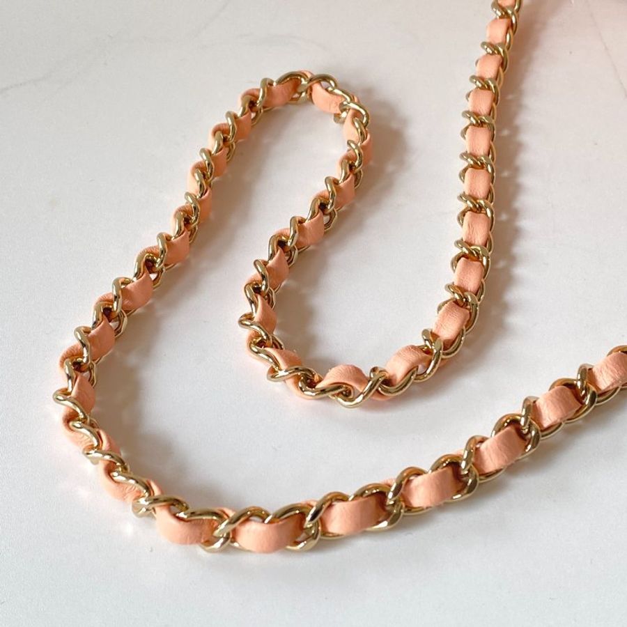 CHANEL 粉色 羊皮 金鍊 直式 手提 斜背 化妝箱 AS2362-9