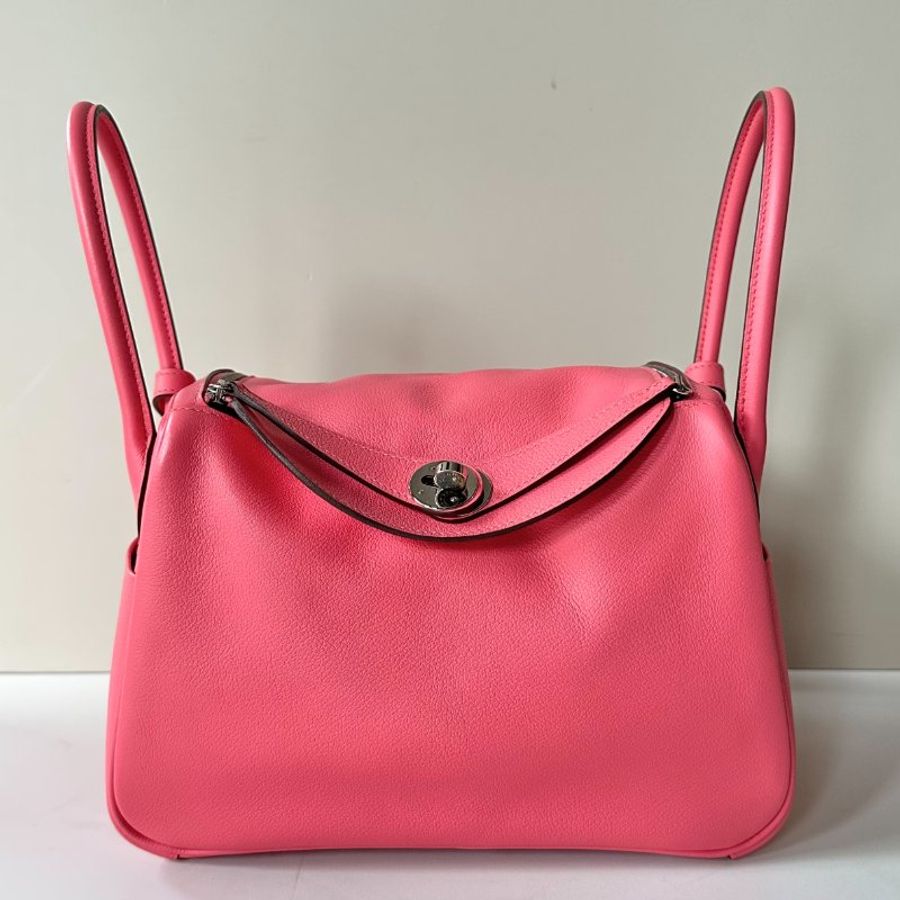 HERMES Lindy 26 粉色 銀釦 D刻 肩背包 現貨-0