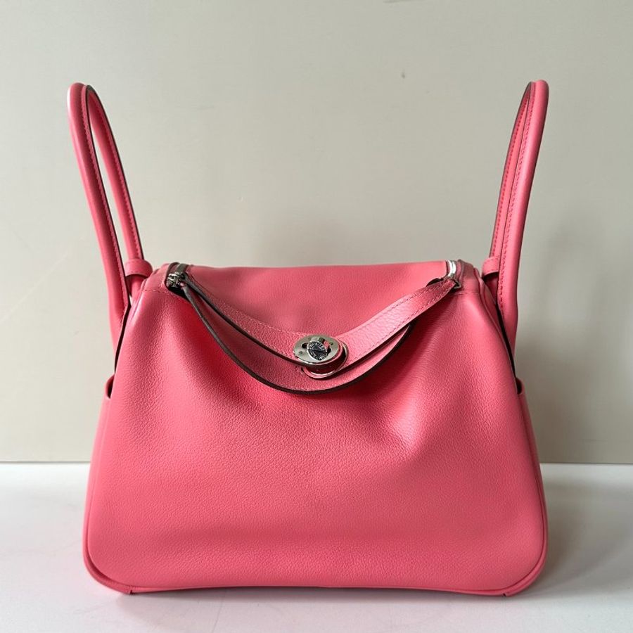 HERMES Lindy 26 粉色 銀釦 D刻 肩背包 現貨-1