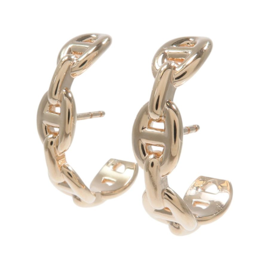 HERMES 18K玫瑰金Chaine D'aucre Enchainee耳環-1