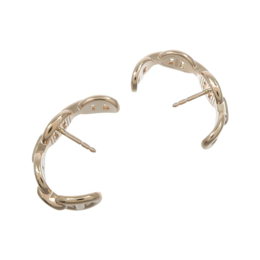 HERMES 18K玫瑰金Chaine D'aucre Enchainee耳環-3