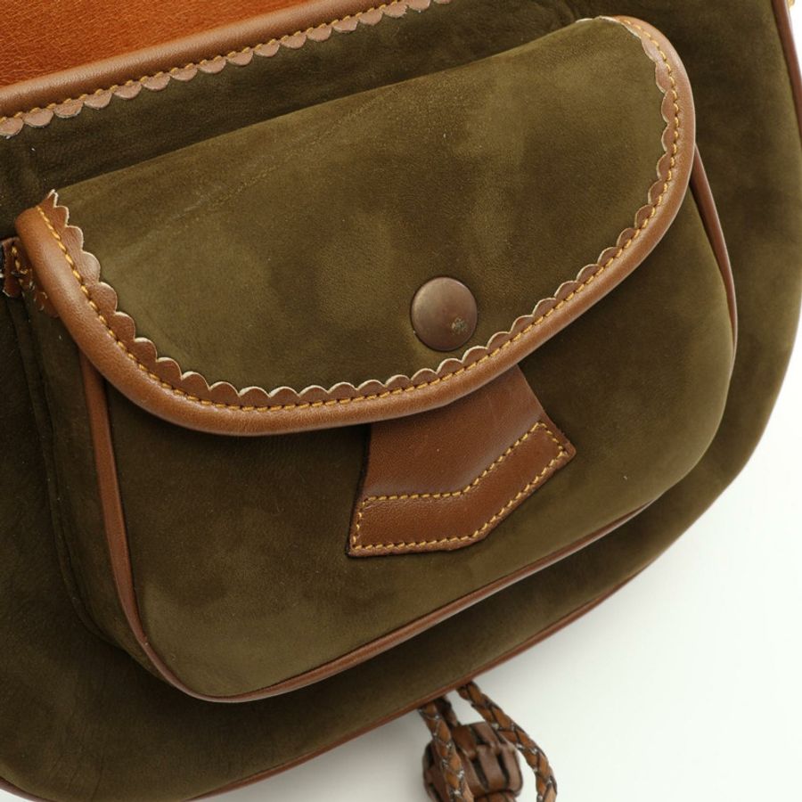 LOEWE Seville 系列 Anagram 斜背單肩包,麂皮材質,卡其色,二手-4