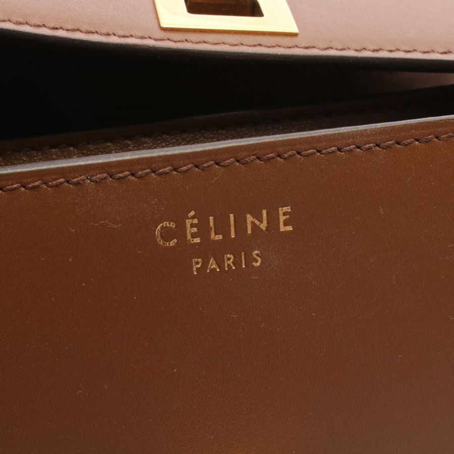CELINE 經典 Box 小號斜背包單肩包 189183 棕色皮革 二手 女士-3
