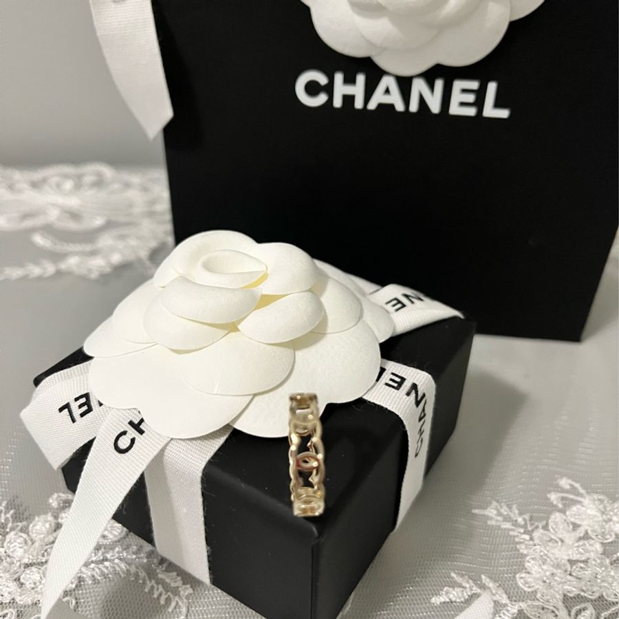 CHANEL 香奈兒《全新》26A 雙C Logo 簍空戒指|52號 淡金色|專櫃正品|完整包裝-7