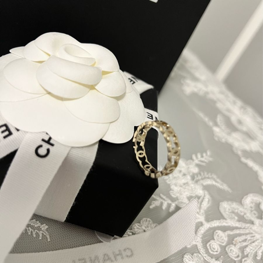CHANEL 香奈兒《全新》26A 雙C Logo 簍空戒指|52號 淡金色|專櫃正品|完整包裝-27