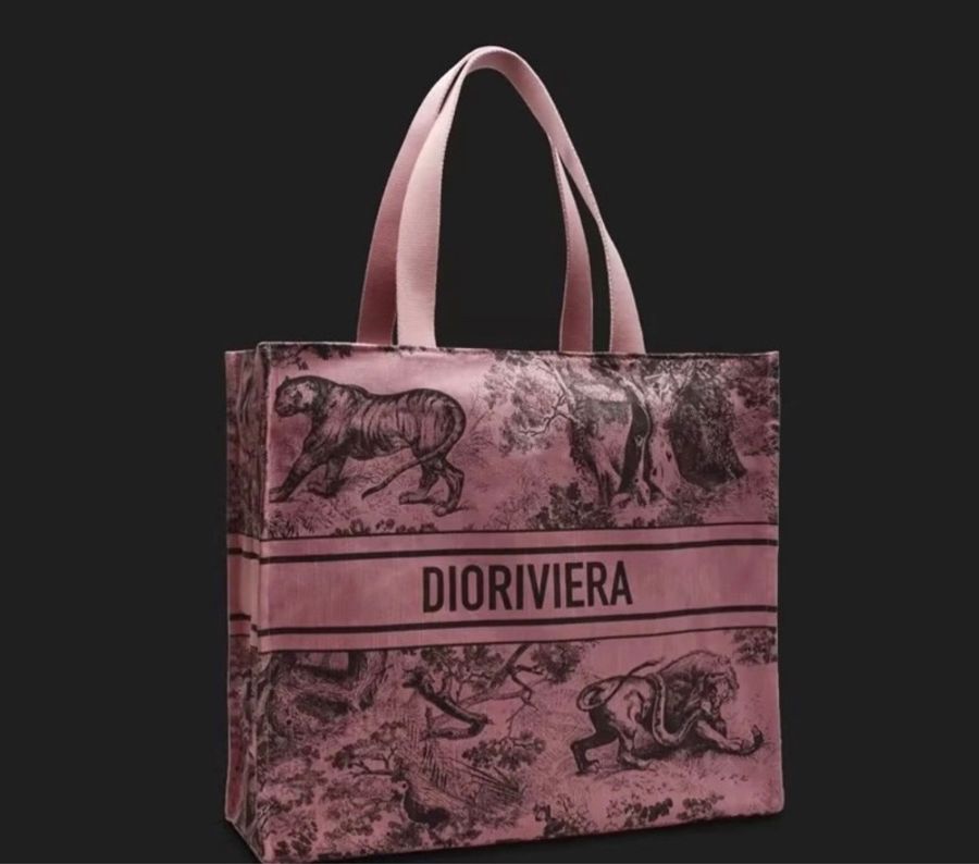Dior 粉色動物花紋 帆布包 沙灘袋 肩背包 托特包-2