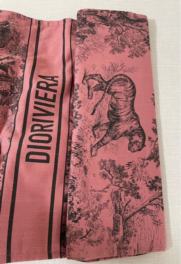 Dior 粉色動物花紋 帆布包 沙灘袋 肩背包 托特包-7