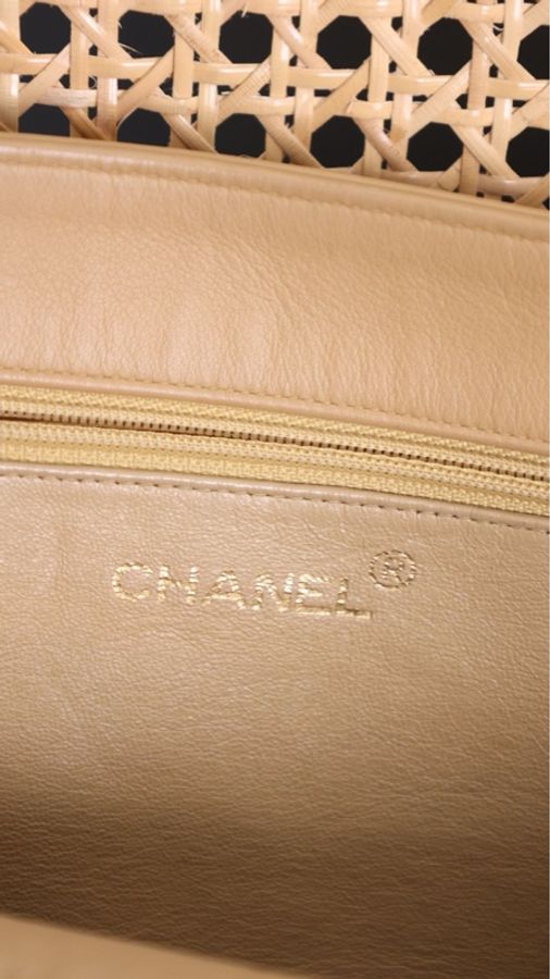 Chanel 3开奶茶色粗金链tote妈咪包-9