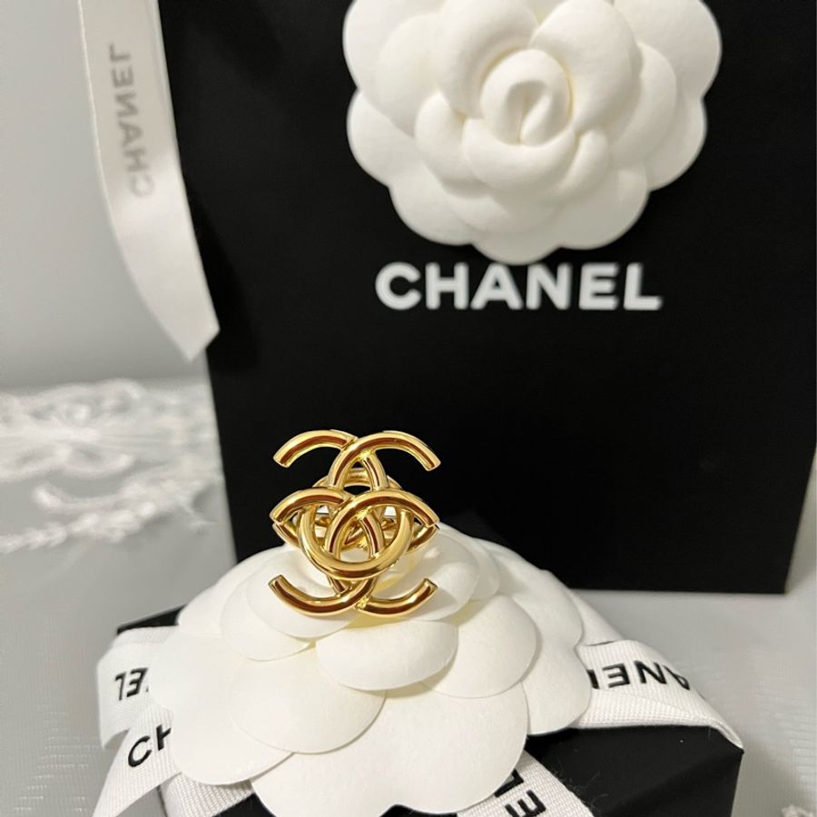 CHANEL 香奈兒《全新》26A Jennie同款雙C重疊戒指|52號|金色Logo|全新全配|專櫃正品-25