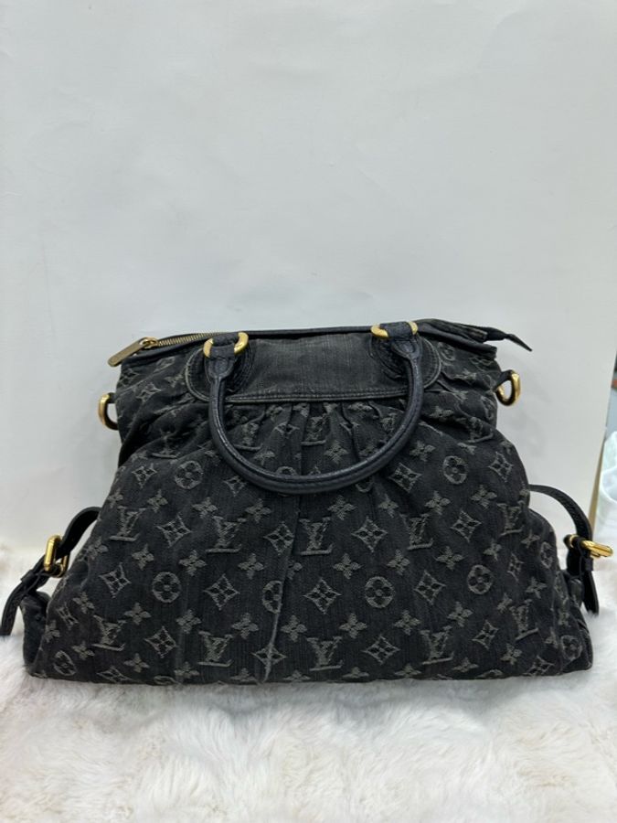 LV牛仔包 灰黑色牛仔丹寧 cabby,沒有肩帶-1