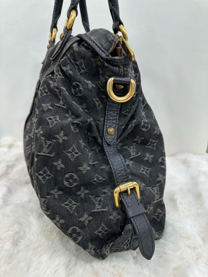 LV牛仔包 灰黑色牛仔丹寧 cabby,沒有肩帶-4