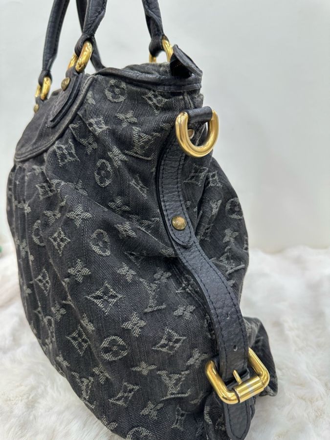LV牛仔包 灰黑色牛仔丹寧 cabby,沒有肩帶-5