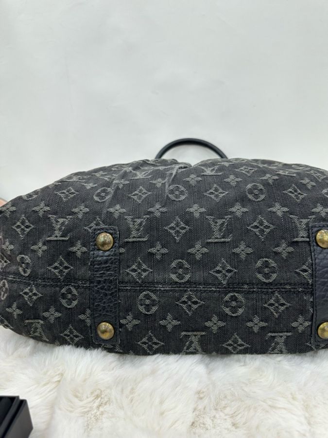 LV牛仔包 灰黑色牛仔丹寧 cabby,沒有肩帶-6