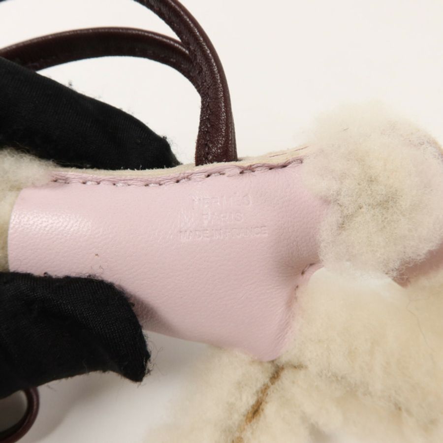HERMES 羊毛/Milo皮革Budy Charm掛飾Mauve Pale-5