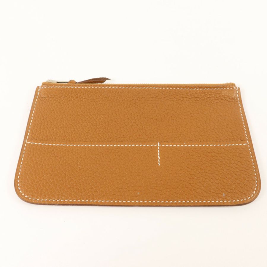 HERMES Togo皮革Dogon Compact長錢包Gold-11