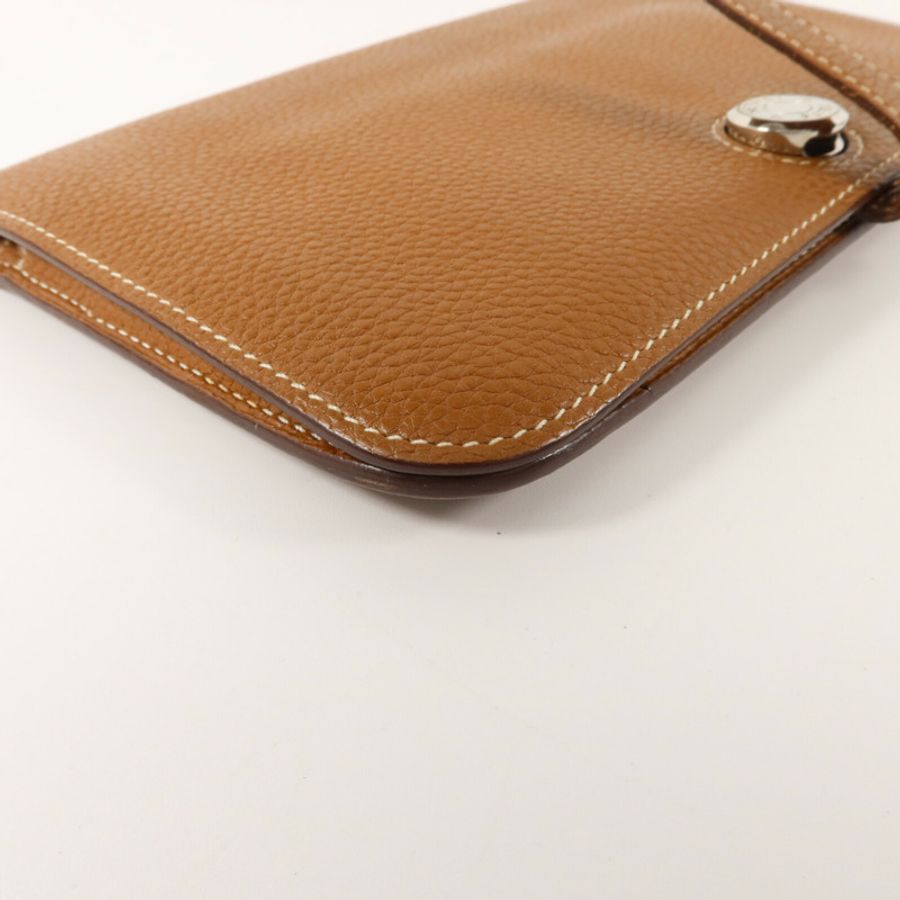 HERMES Togo皮革Dogon Compact長錢包Gold-14