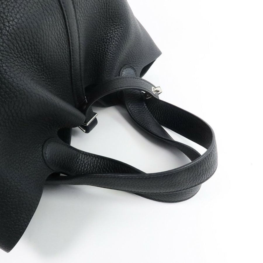 HERMES Clemence皮革 Picotin MM手挽袋Noir-7