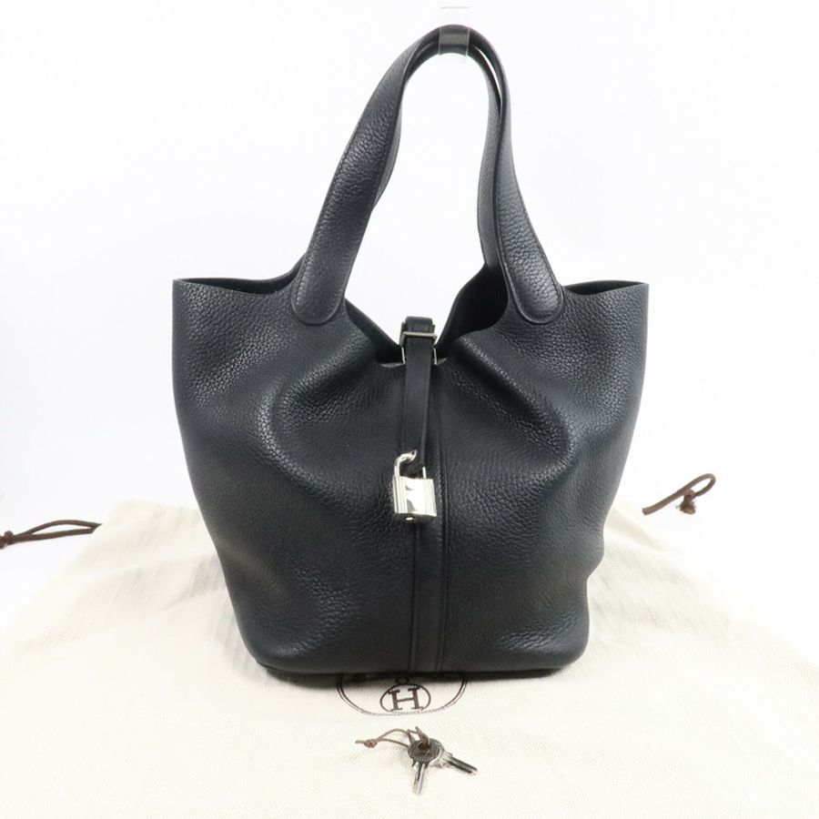 HERMES Clemence皮革 Picotin MM手挽袋Noir-8
