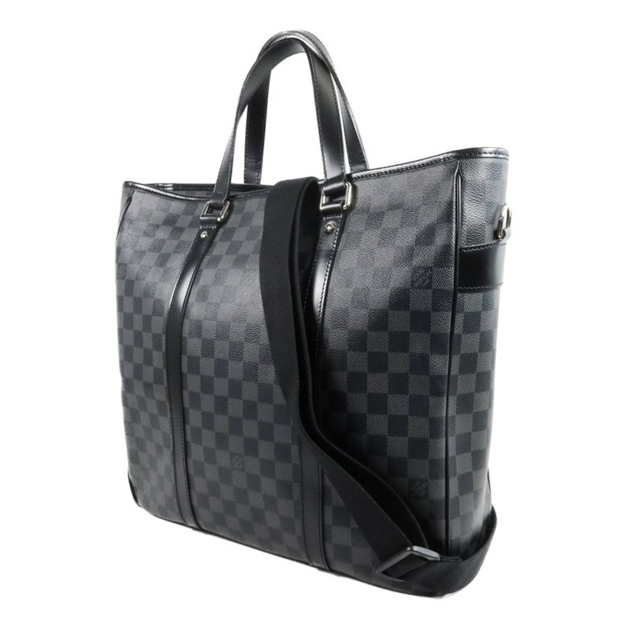 LOUIS VUITTON Damier Graphite Tadao MM銀扣手挽肩背兩用袋-2