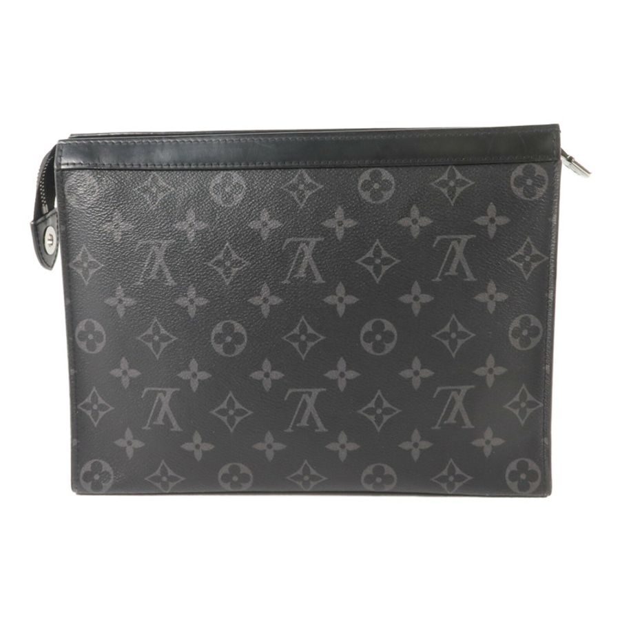 LOUIS VUITTON Monogram Eclipse Pochette Voyage MM銀扣手拿包-1