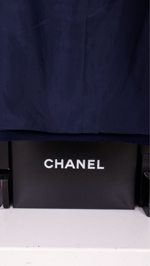 Chanel蓝色粗花呢半裙-13