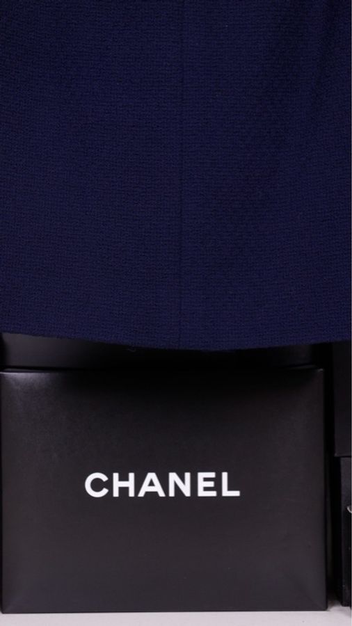 Chanel蓝色粗花呢半裙-14