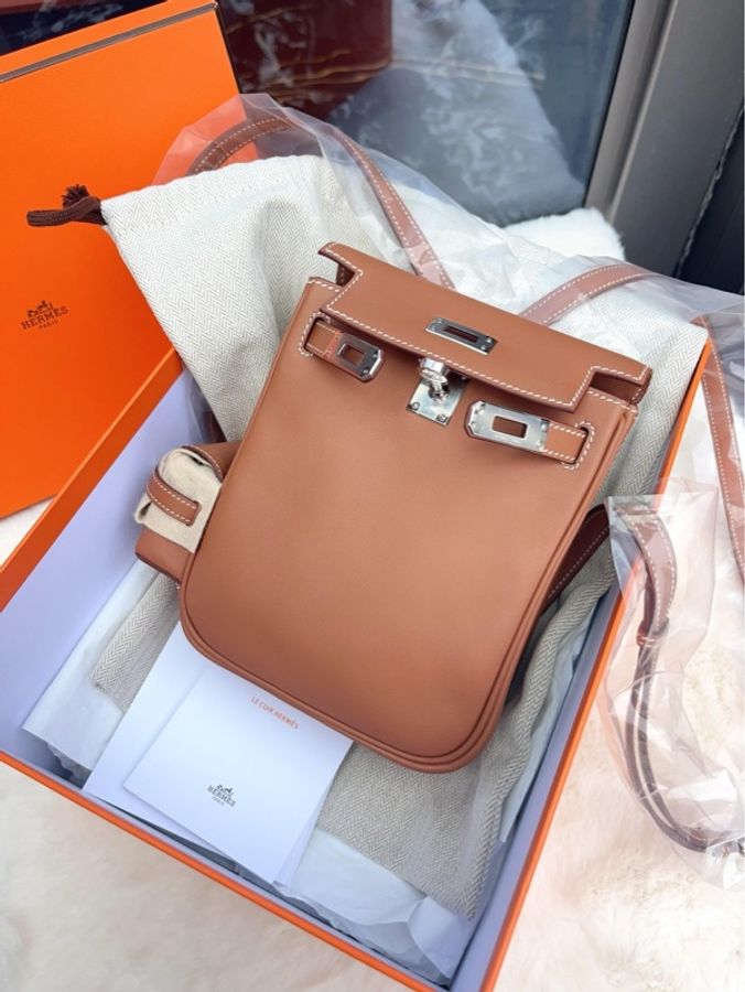 Hermes愛馬仕金棕銀扣jump雙肩小書包 B刻-1