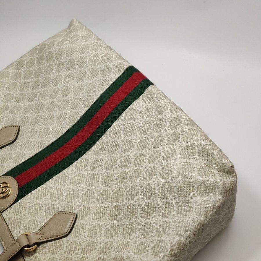 Gucci Ophidia中型牛皮帆布GG老花條紋雙G單肩包-16