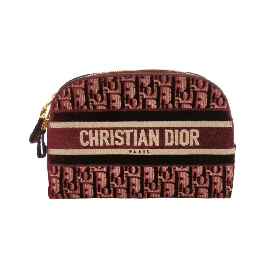 Dior 牛皮帆布絨布Oblique老花字母Logo手拿包-0