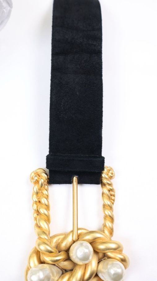 Chanel 90年秀款黑金珍珠腰带-14