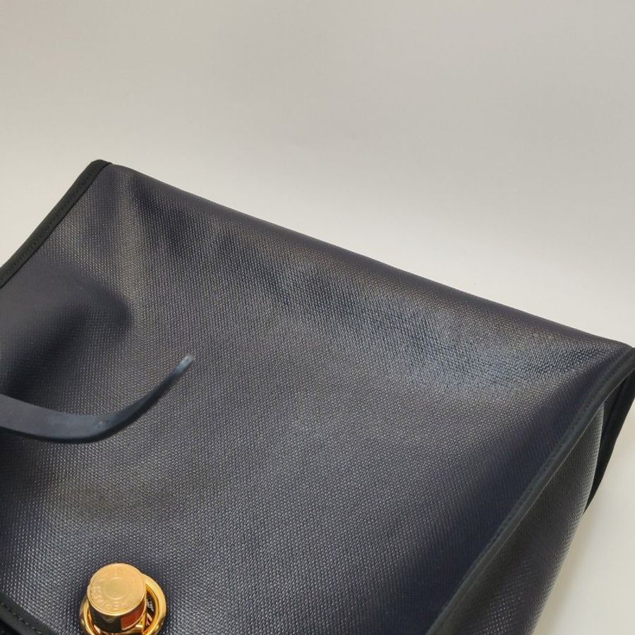 Hermes Herbag31單肩包塗帆布Hunter牛皮帆布金扣76靛藍色淺米色89黑色B刻-29