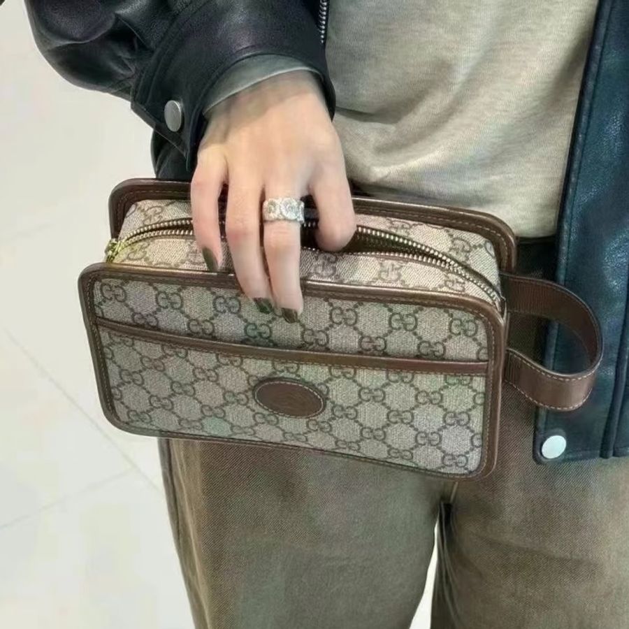 GUCCI古馳焦糖色老花帆布相機包Gucci復古單品🛵-8