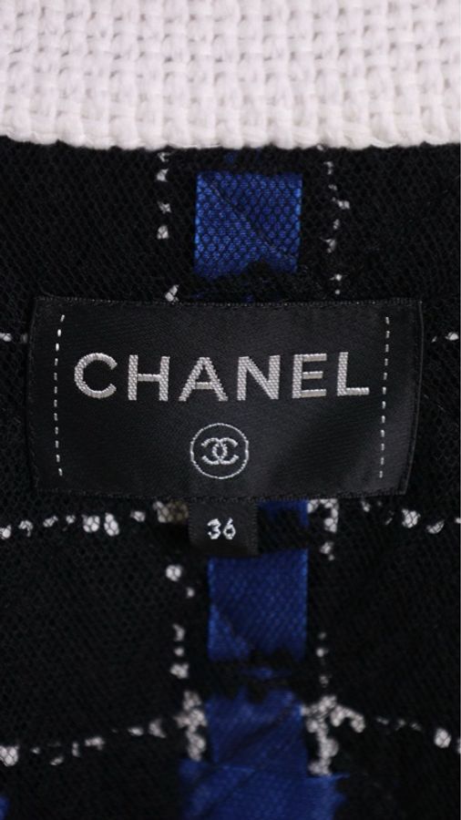 Chanel22C早春度假蓝黑格纹上衣马甲-12