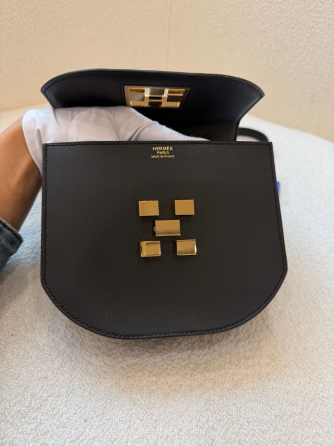 Hermes 愛馬仕 mosaique mini 馬賽克黑金 霧面box皮 D刻-9