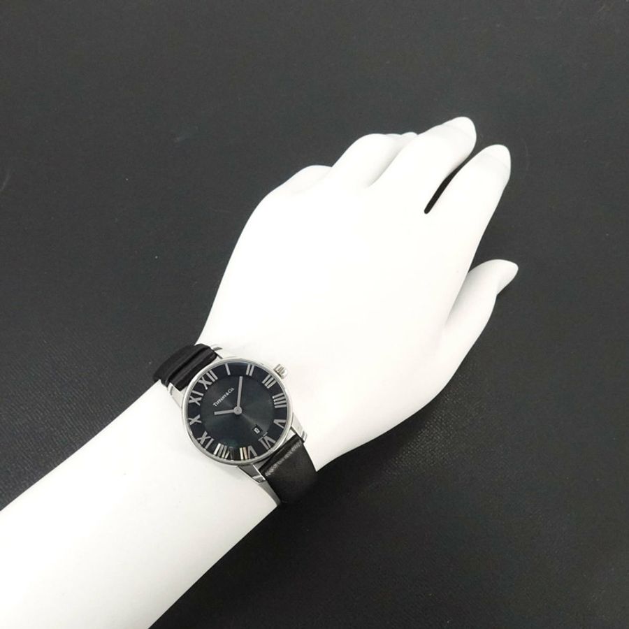 Tiffany & Co.) Atlas Dome Z1830 11 10A10A52A 女士腕錶,日期顯示,黑色石英錶-3