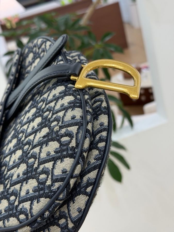 99新 DIOR/迪奧 單肩包 Saddle 馬鞍包 Oblique印花 中號 25.5*20 老花-5