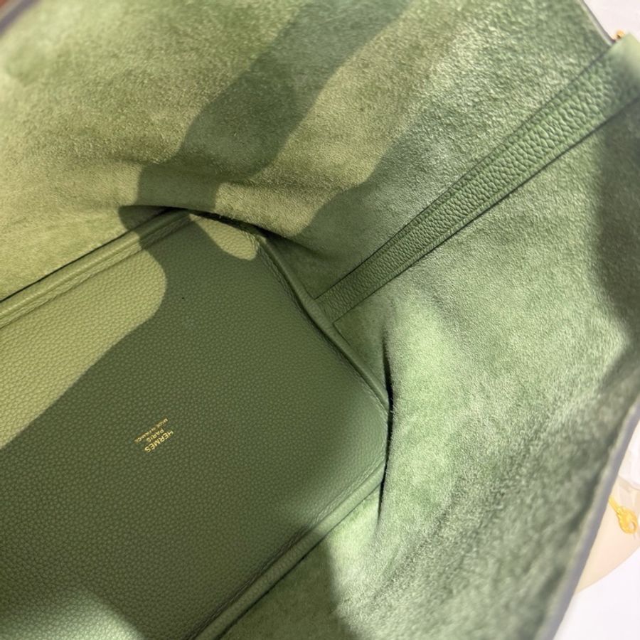 🥑Hermes 愛馬仕 Picotin22 菜籃子手提包 tc皮 牛油果綠 金扣-6