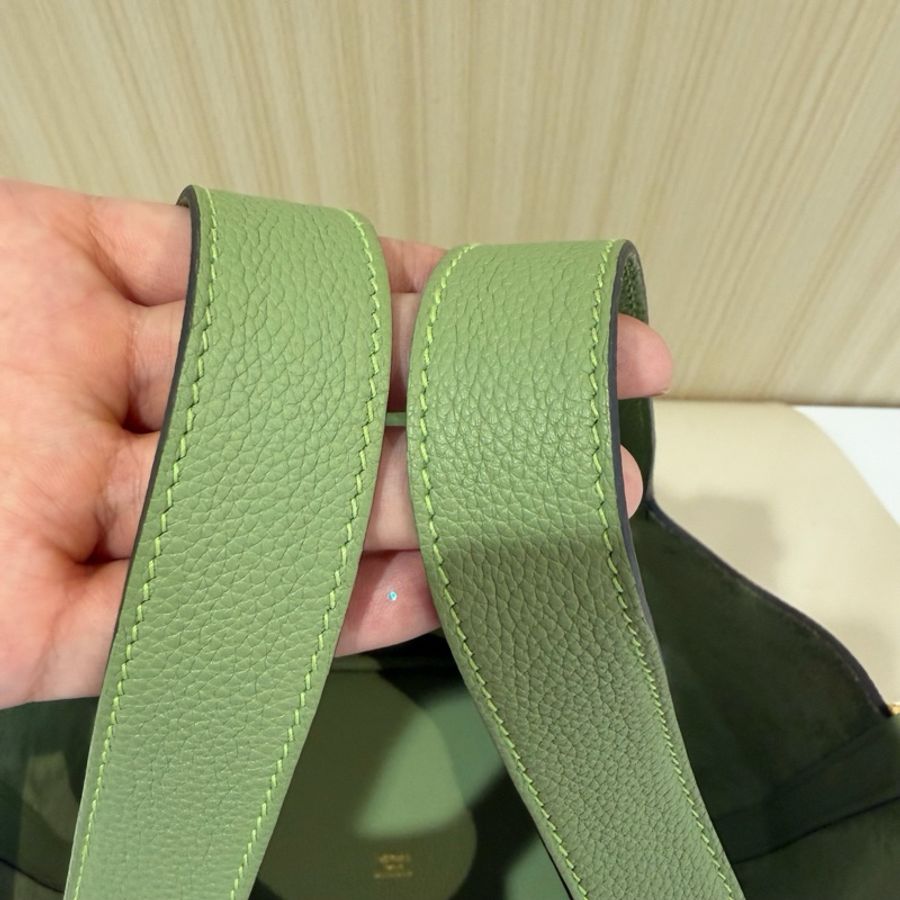 🥑Hermes 愛馬仕 Picotin22 菜籃子手提包 tc皮 牛油果綠 金扣-7