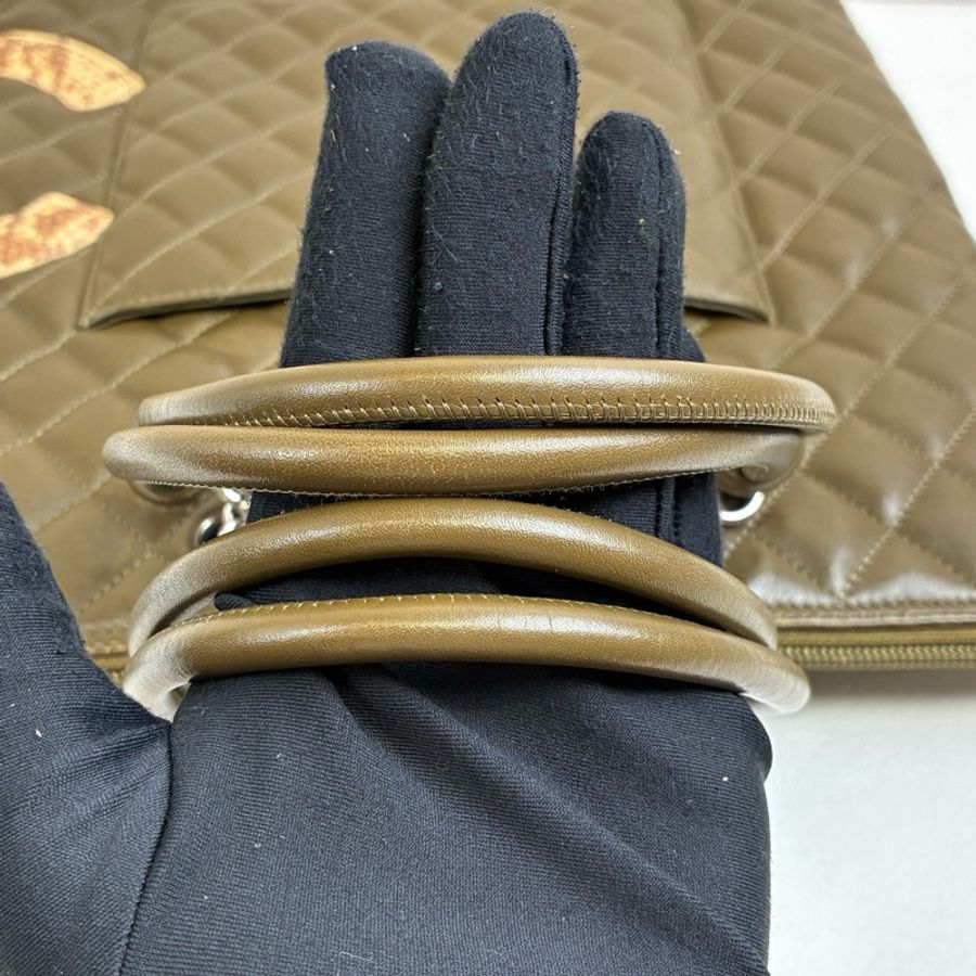 Chanel/香奈兒 9開 蛇皮拼皮康鵬琴譜 稀有橄欖綠康鵬  拼蛇皮雙Clogo-5