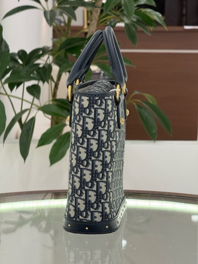 Dior迪奧Avenue牛仔藍刺繡帆布水桶包肩背包 尺寸22*9*22-4